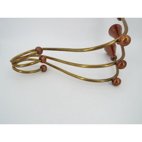 Pair of Vintage MCM 3-Arm Brass and Copper Modernist Candelabras - Picture 15 of 16